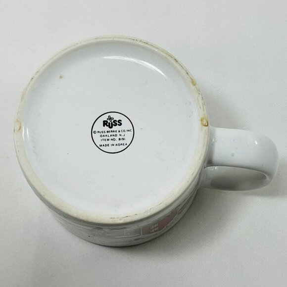 Vintage Russ Mug Set 2 Christmas European Blue Red Winter Snow Korea 8191 8329 - Picture 10 of 12